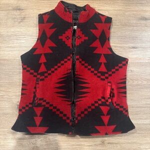 Studio West Red and Black Geometric Vest